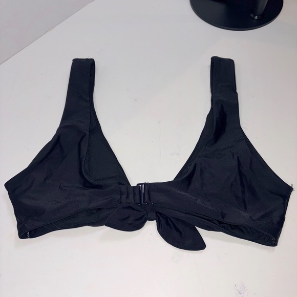 Aerie Bikini Top Large Black Scoop Neck Front Tie Knot Detail Swimwear - Picture 3 of 4